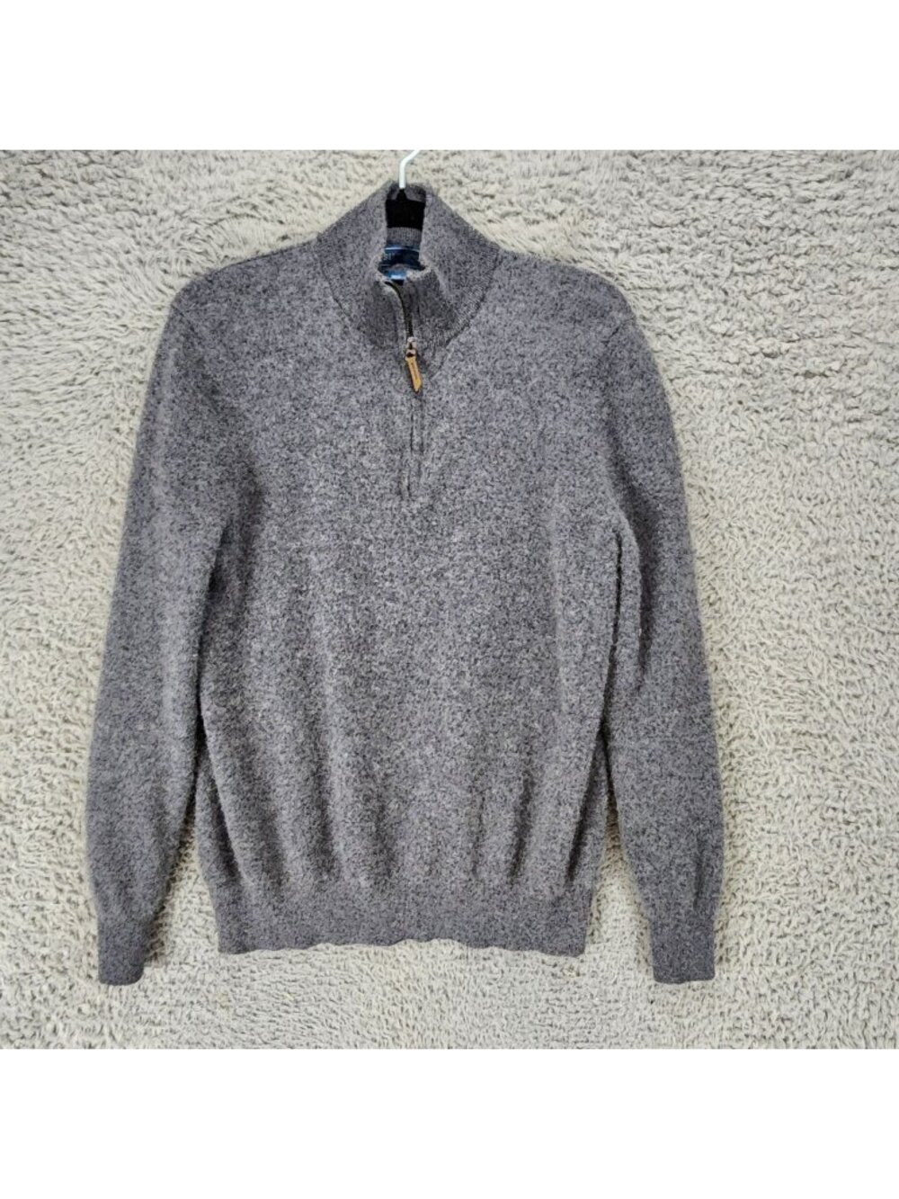 Biltmore Sweater Womens Large Gray Cashmere Long Sleeve 1/4 Zip